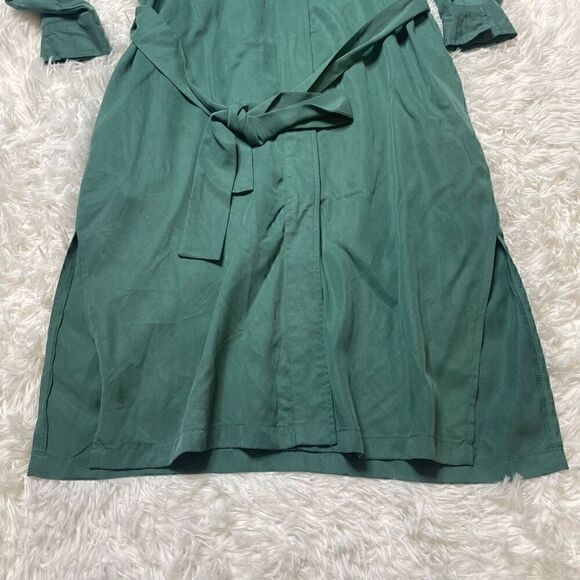 ICHI Green Blouson Snap Button Front Dress Long Sleeve Pockets Size 38 Medium - Picture 11 of 14